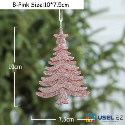 Assorted Glitter Christmas Tree Plastic Ornament